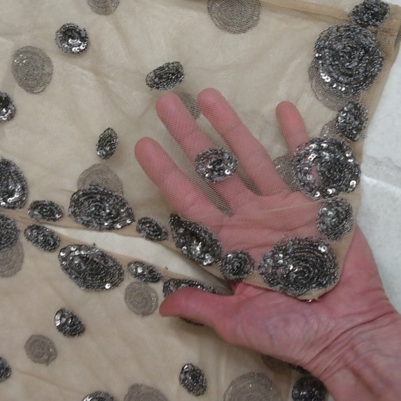 HOSS INTROPIA GORGEOUS SHEER TAN EMBELLISHED TOP - SIZE 38 OR SMALL - Picture 5 of 8